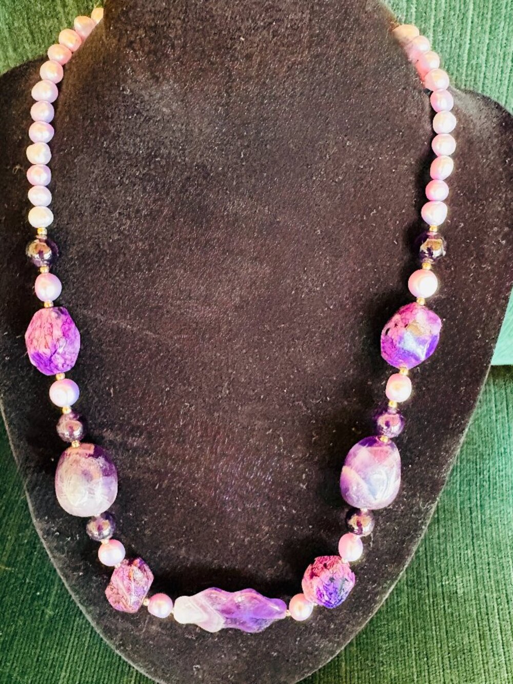 Purple Ameythyst Color Beaded Necklace